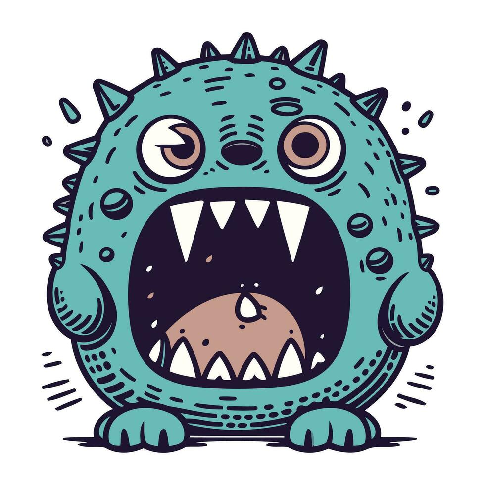 cartone animato mostro. vettore illustrazione di un' mostro con acuto denti.