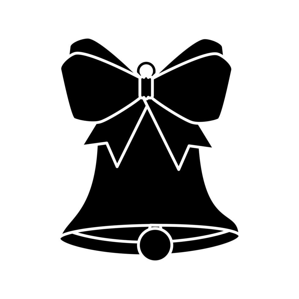 siluetta della decorazione di natale della campana con il nastro dell'arco vettore