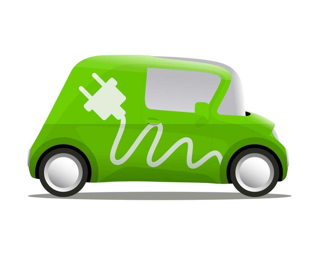 elettro auto cartone animato sicuro ecologia vettore