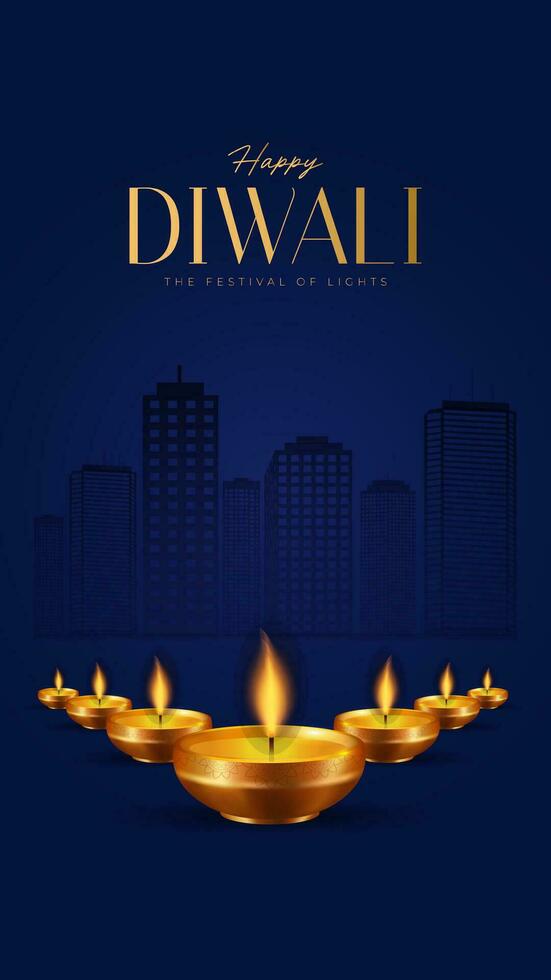 contento Diwali sociale media inviare per annuncio, stato auguri, striscione, saluto carta vettore