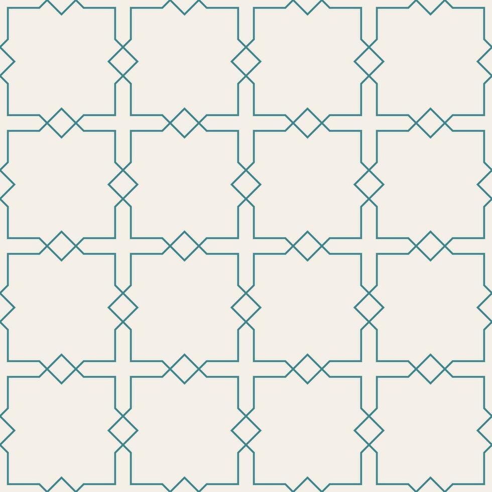 Arabo geometrico mosaico stampabile senza soluzione di continuità modello con astratto marocchino Stampa nel blu e arancia colori. Ramadan kareem tradizionale islamico arte illustrazione sfondo vettore