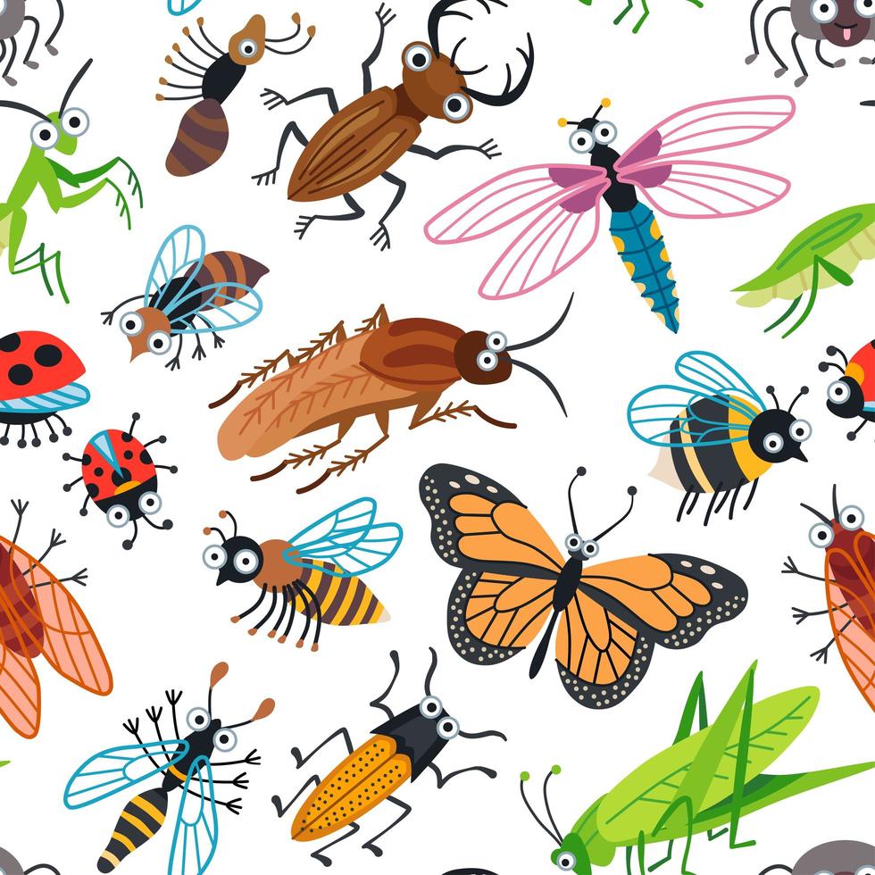 modello di scarabei carino vettoriale senza soluzione di continuità per i bambini