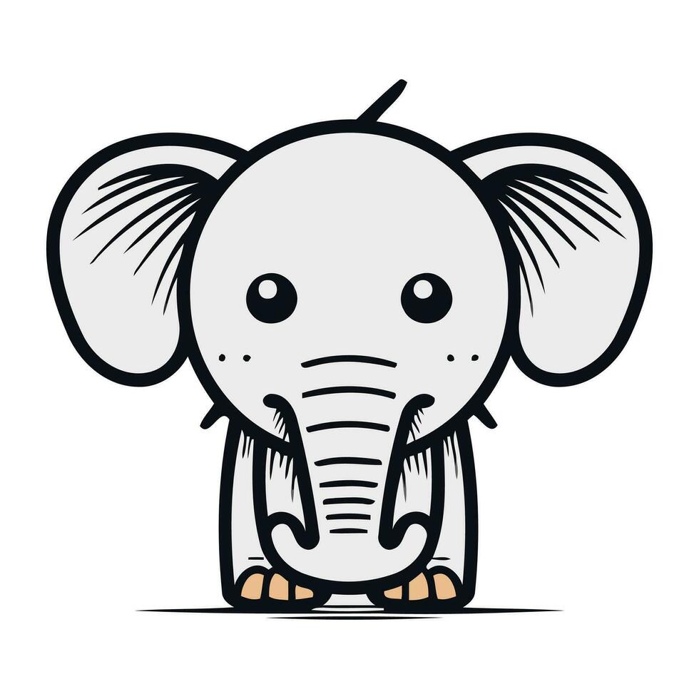 carino cartone animato elefante isolato su un' bianca sfondo. vettore illustrazione.
