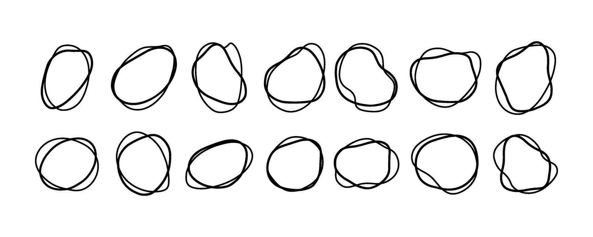 disegnato a mano schema il giro astratto biologico macchie di irregolare forma. liquido forme per decorazioni. vettore illustrazione.