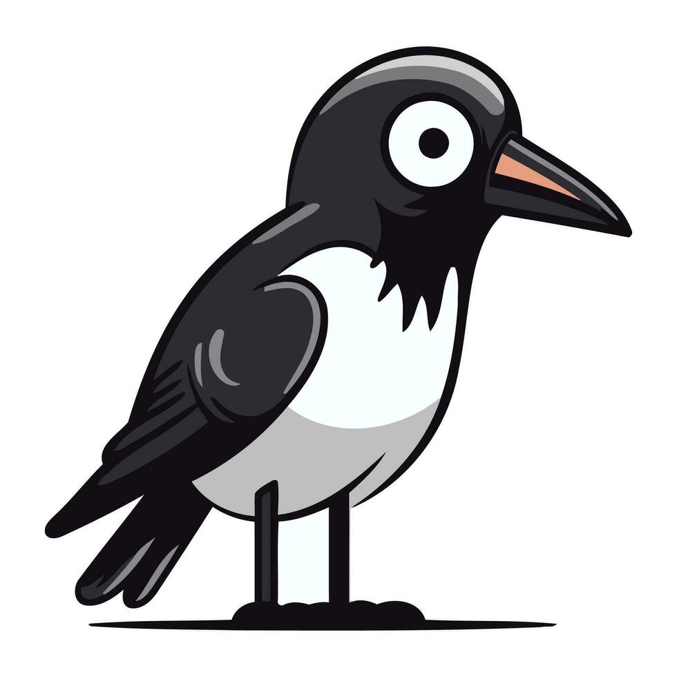 carino cartone animato corvo isolato su un' bianca sfondo. vettore illustrazione.