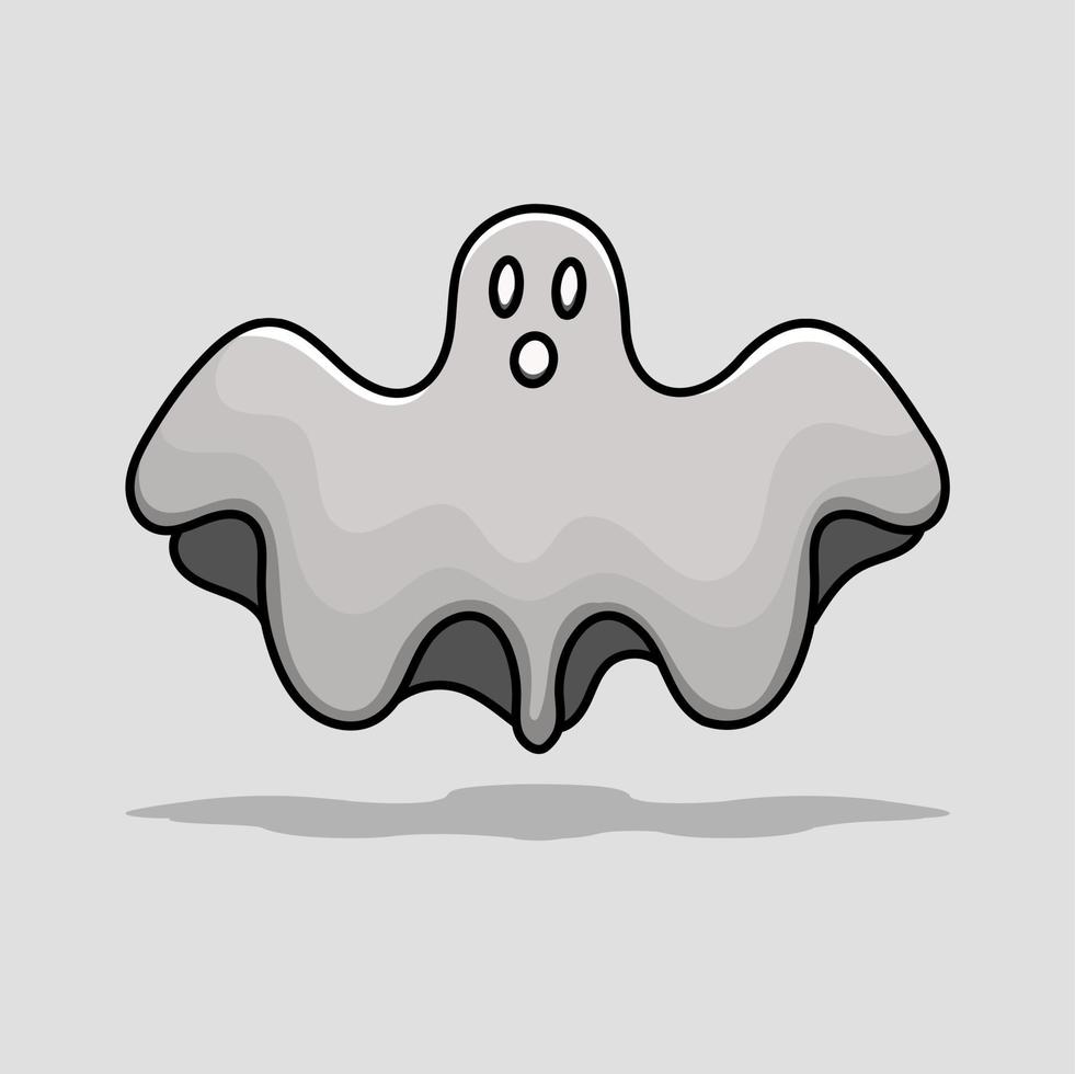 fantasma di halloween isolato in stile cartone animato con contorno e ombra vettore