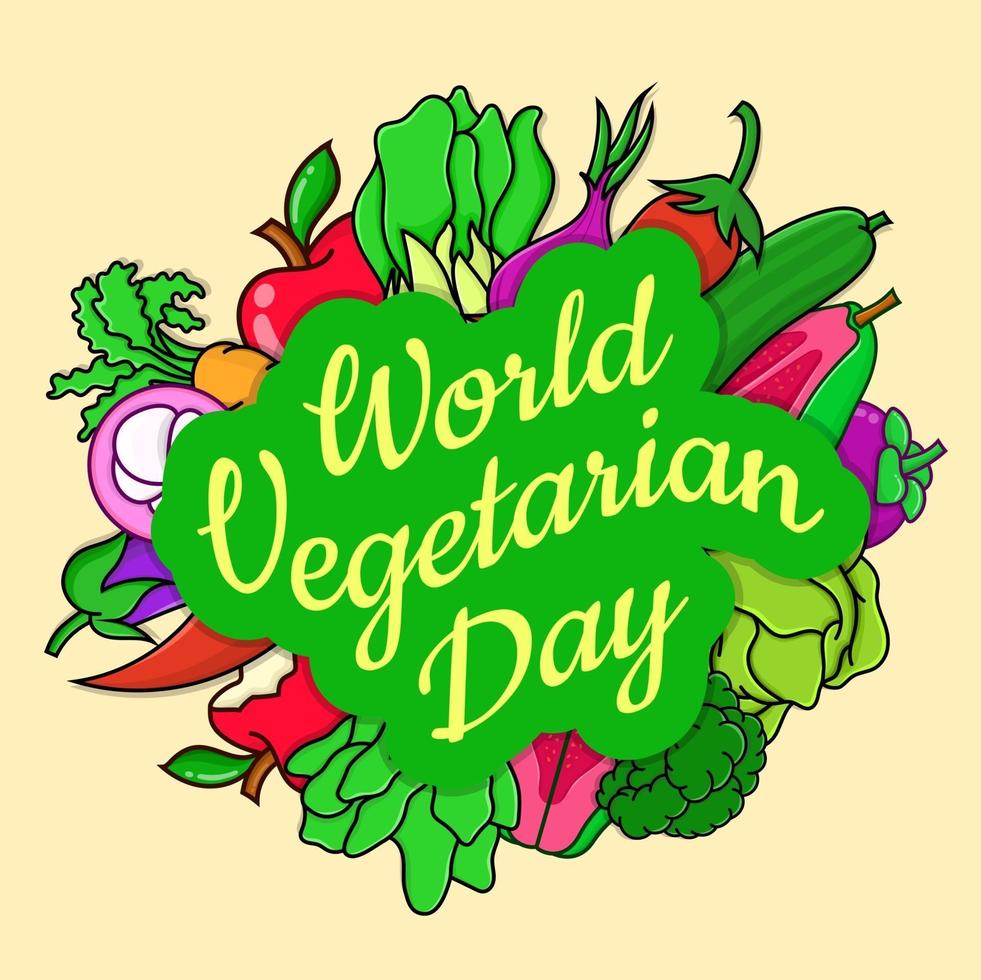 giornata mondiale vegetariana vegana illustrazione vettoriale isolato