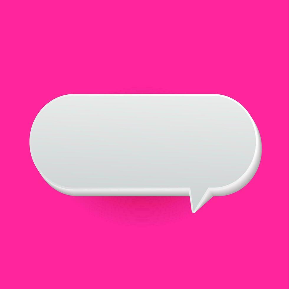 3d bianca vuoto discorso bolla icone, isolato su rosa sfondo. vettore illustrazione.