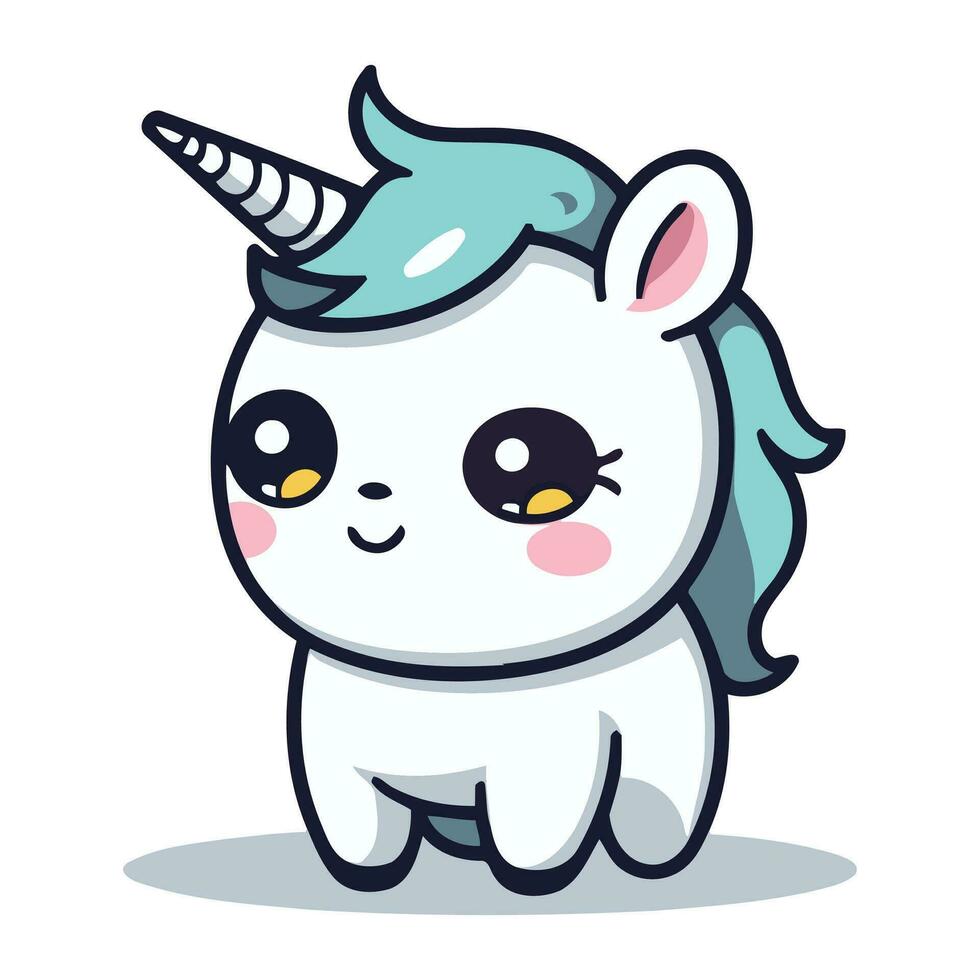 carino unicorno cartone animato personaggio vettore illustrazione. carino unicorno mascotte.