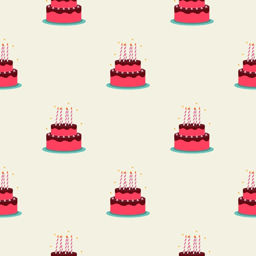 illustrazione di vettore del fondo senza cuciture del modello della torta di compleanno
