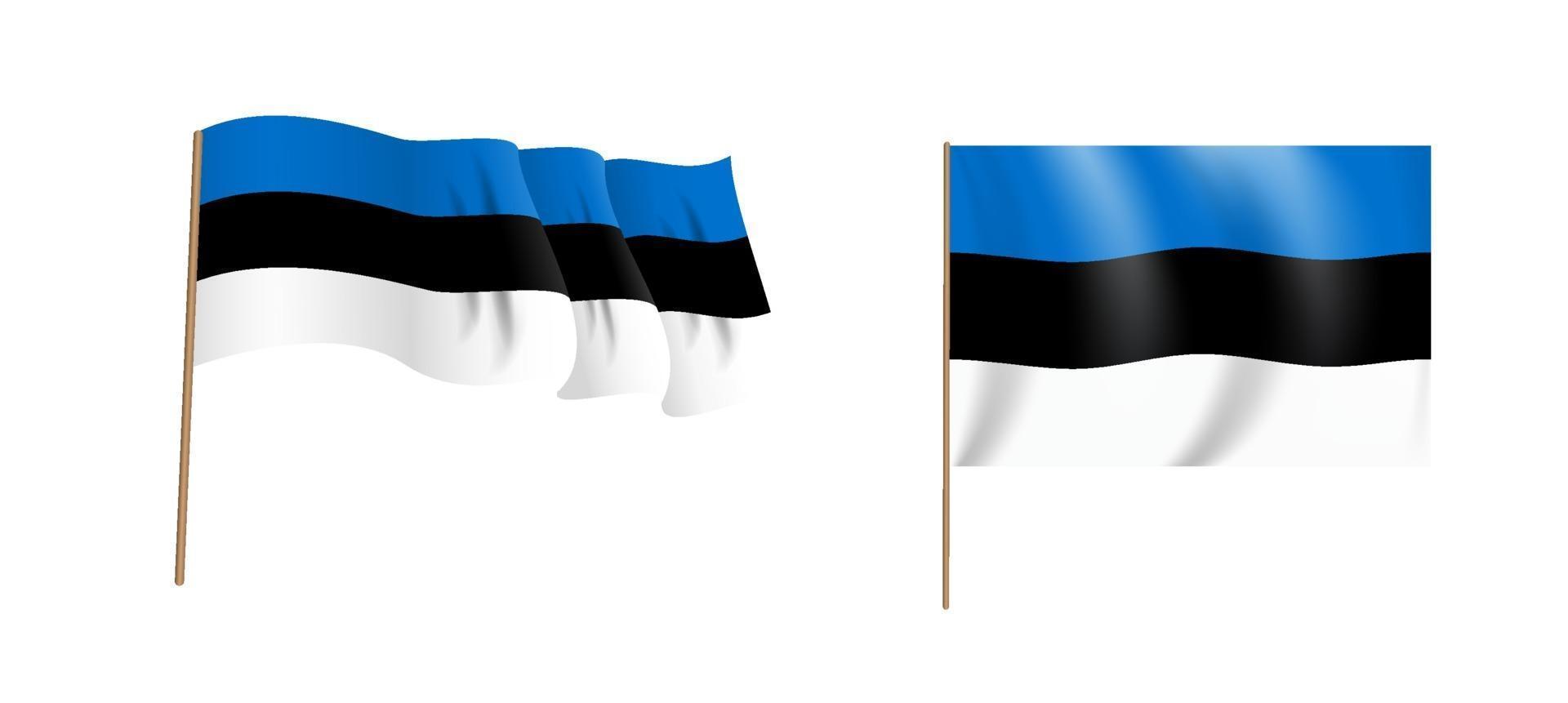 bandiera sventolante naturalistica colorata del paese estonia. vettore