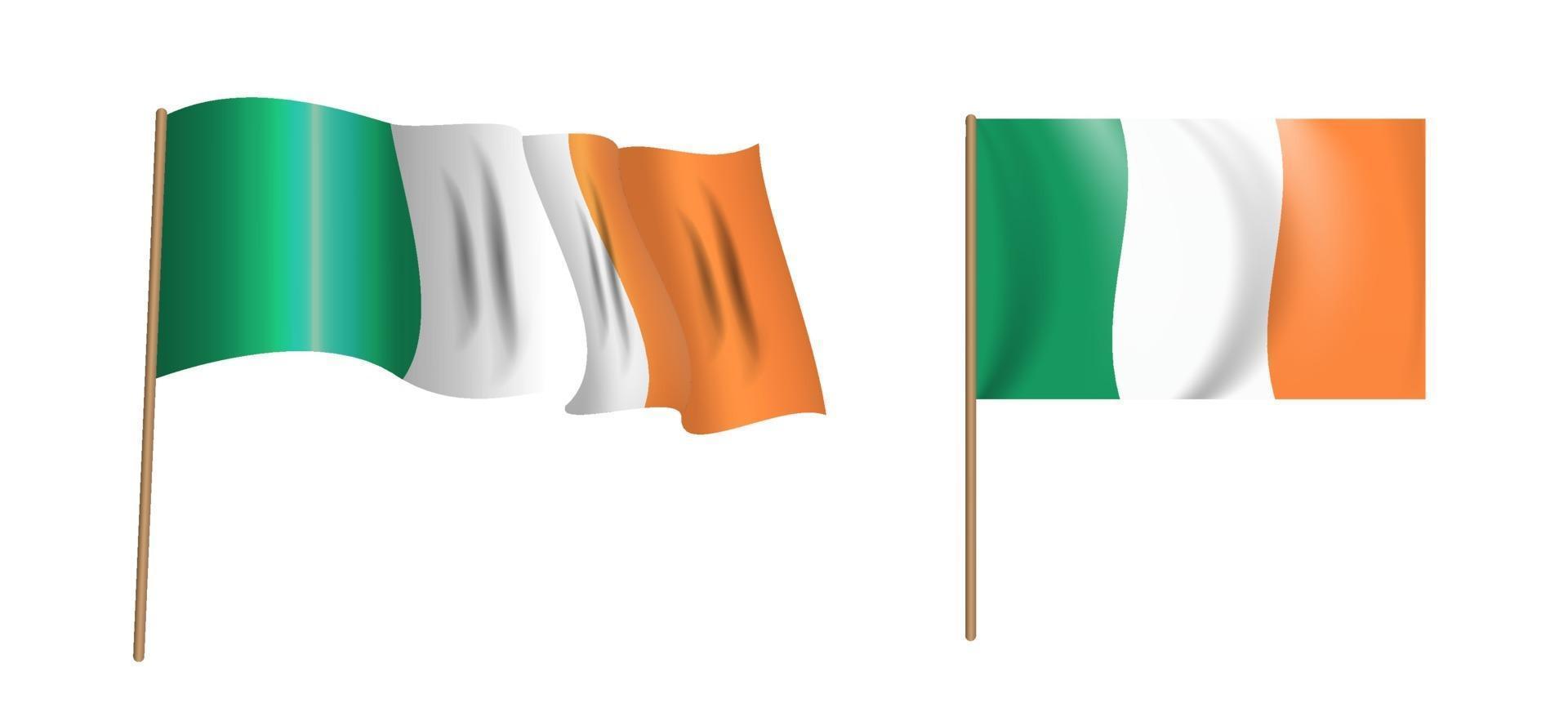 bandiera irlanda sventolante colorata e naturalistica dell'Irlanda. vettore