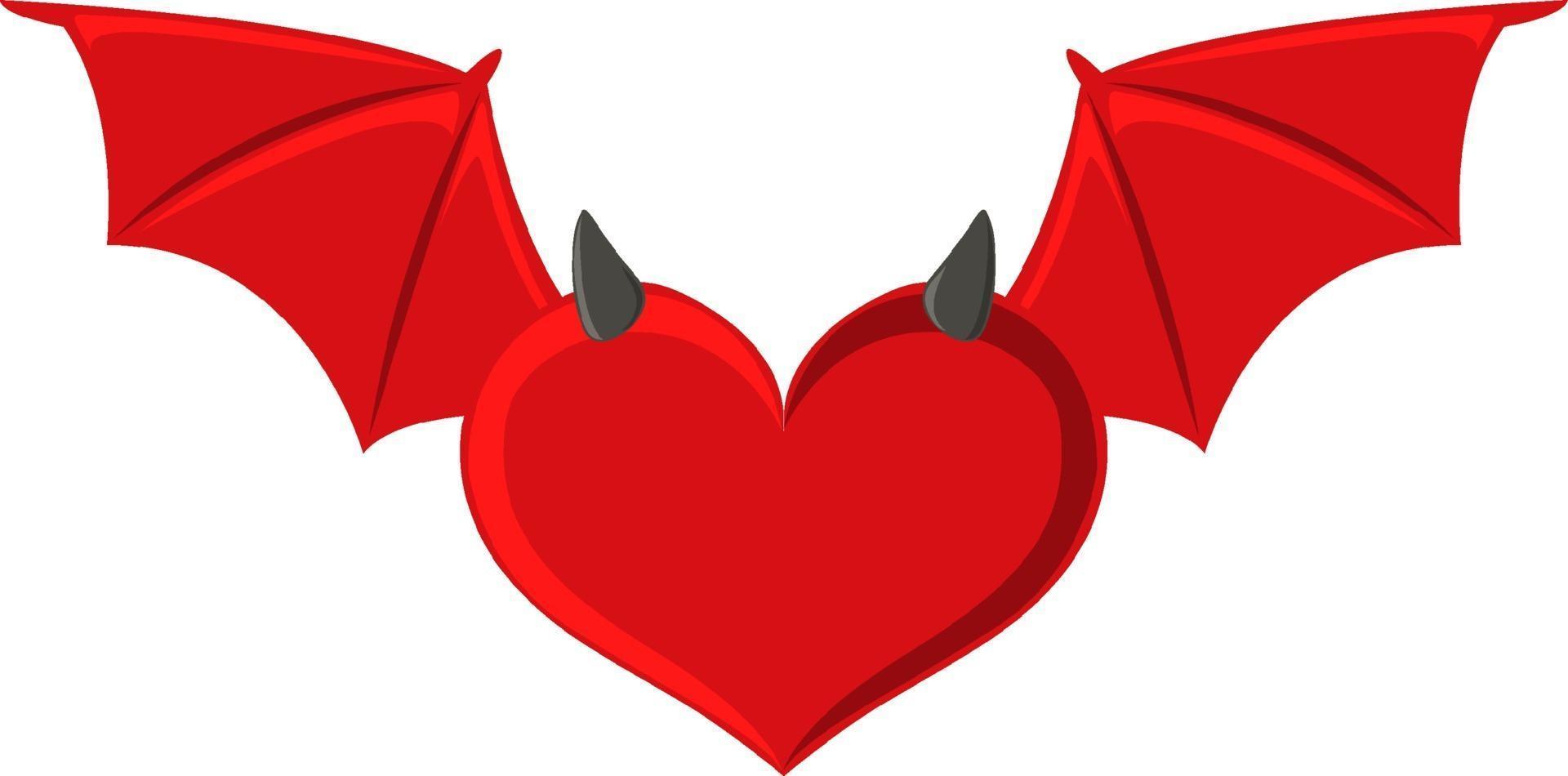 pipistrello rosso a forma di cuore su sfondo bianco vettore