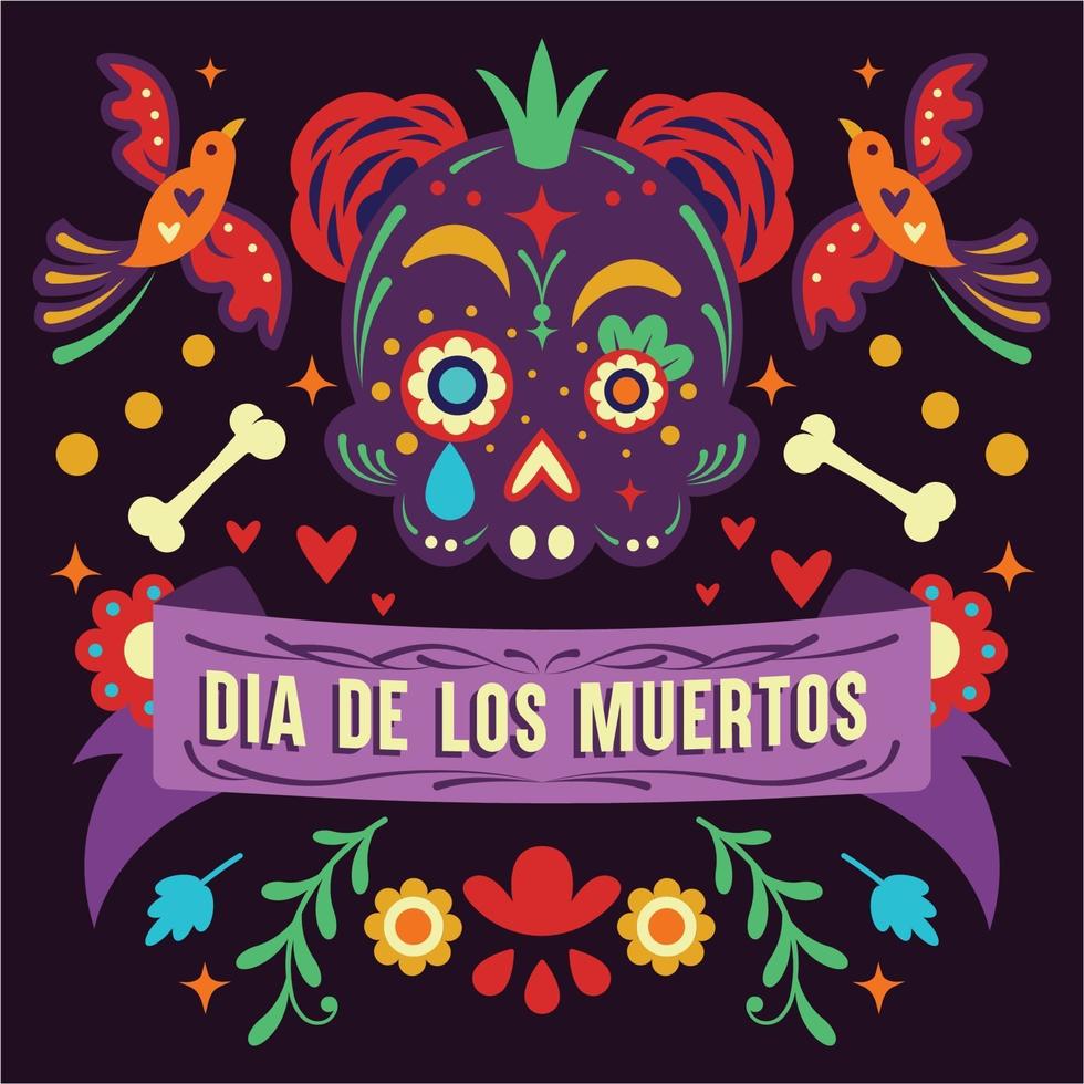 dia de muertos o giorno dei morti vettore