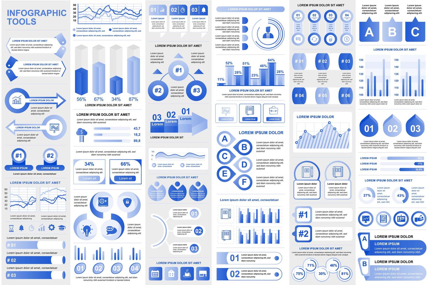 raccolta elementi infografici visualizzazione dati disegno vettoriale