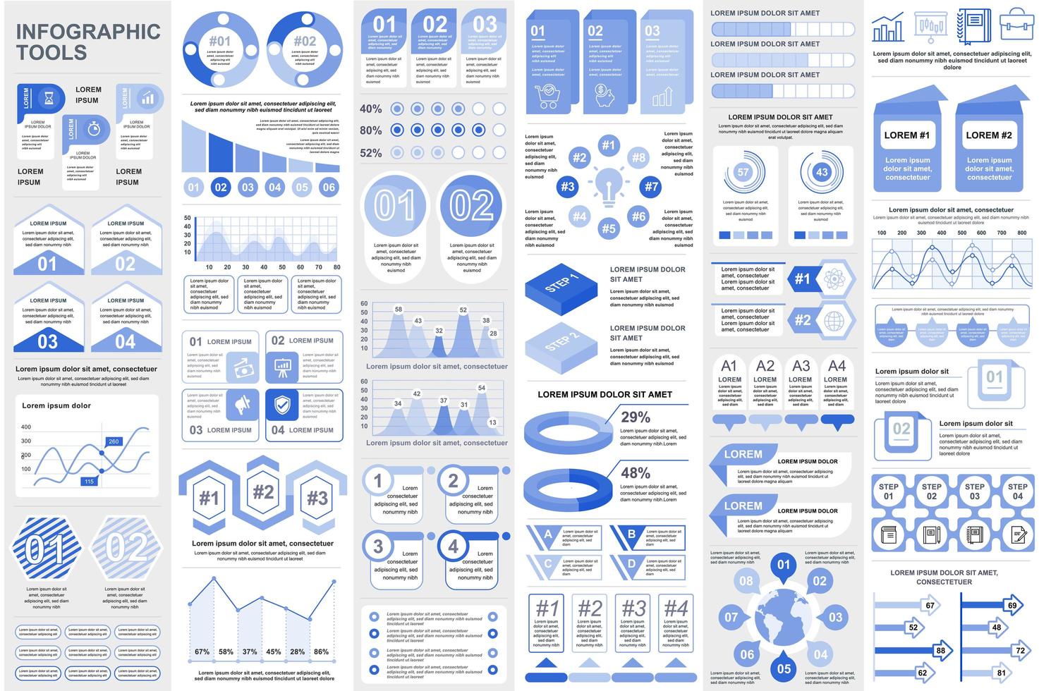 raccolta elementi infografici visualizzazione dati disegno vettoriale