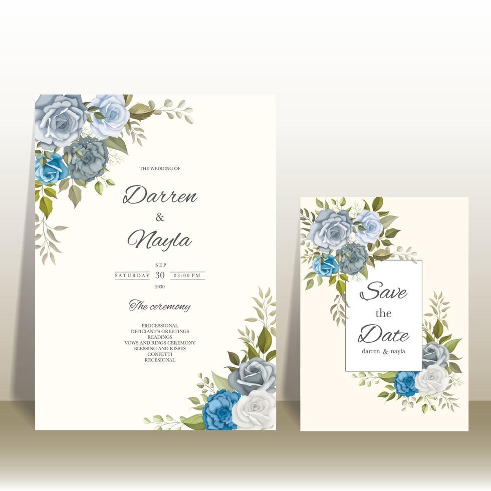 modello di carta di invito matrimonio floreale di lusso ed elegante vettore