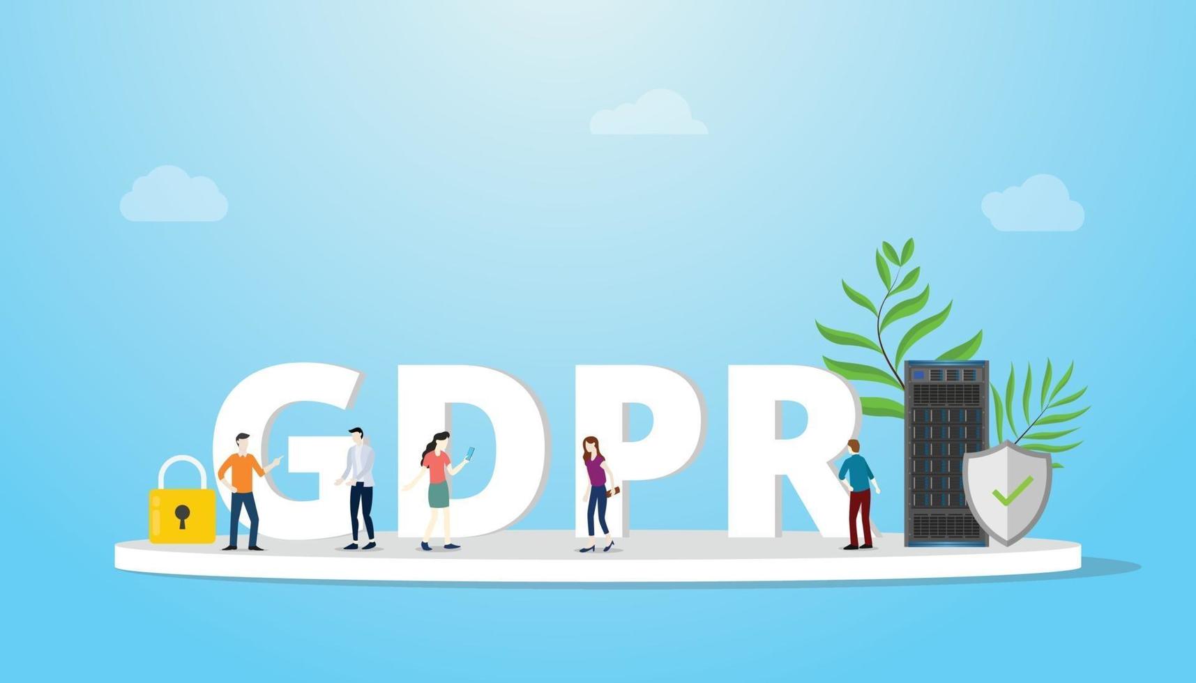 concetto di regolamento generale sulla protezione dei dati gdpr con testo grande vettore