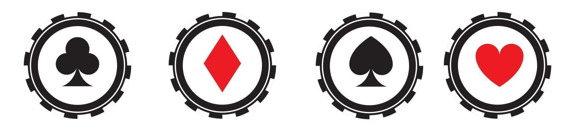insieme di vettore delle icone nere delle fiches da poker. logo di chip poker casinò isolato.