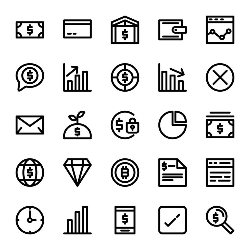 icon pack finanza con stile di linea vettore