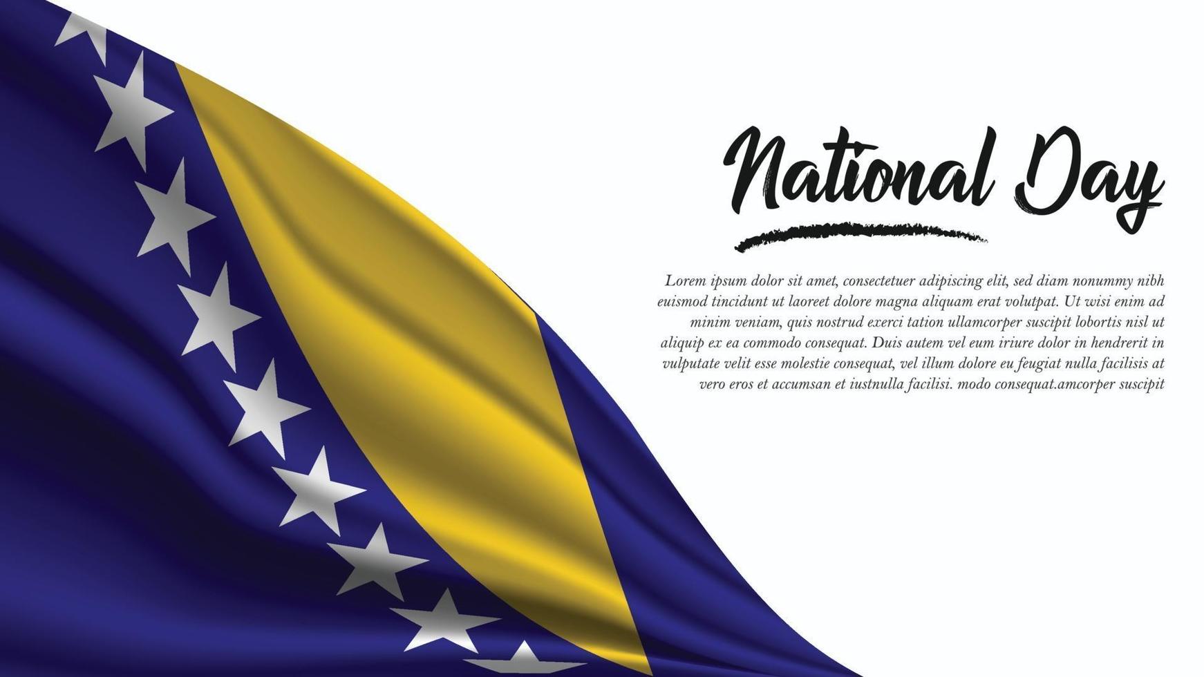 striscione per la festa nazionale con sfondo bandiera bosnia ed erzegovina vettore