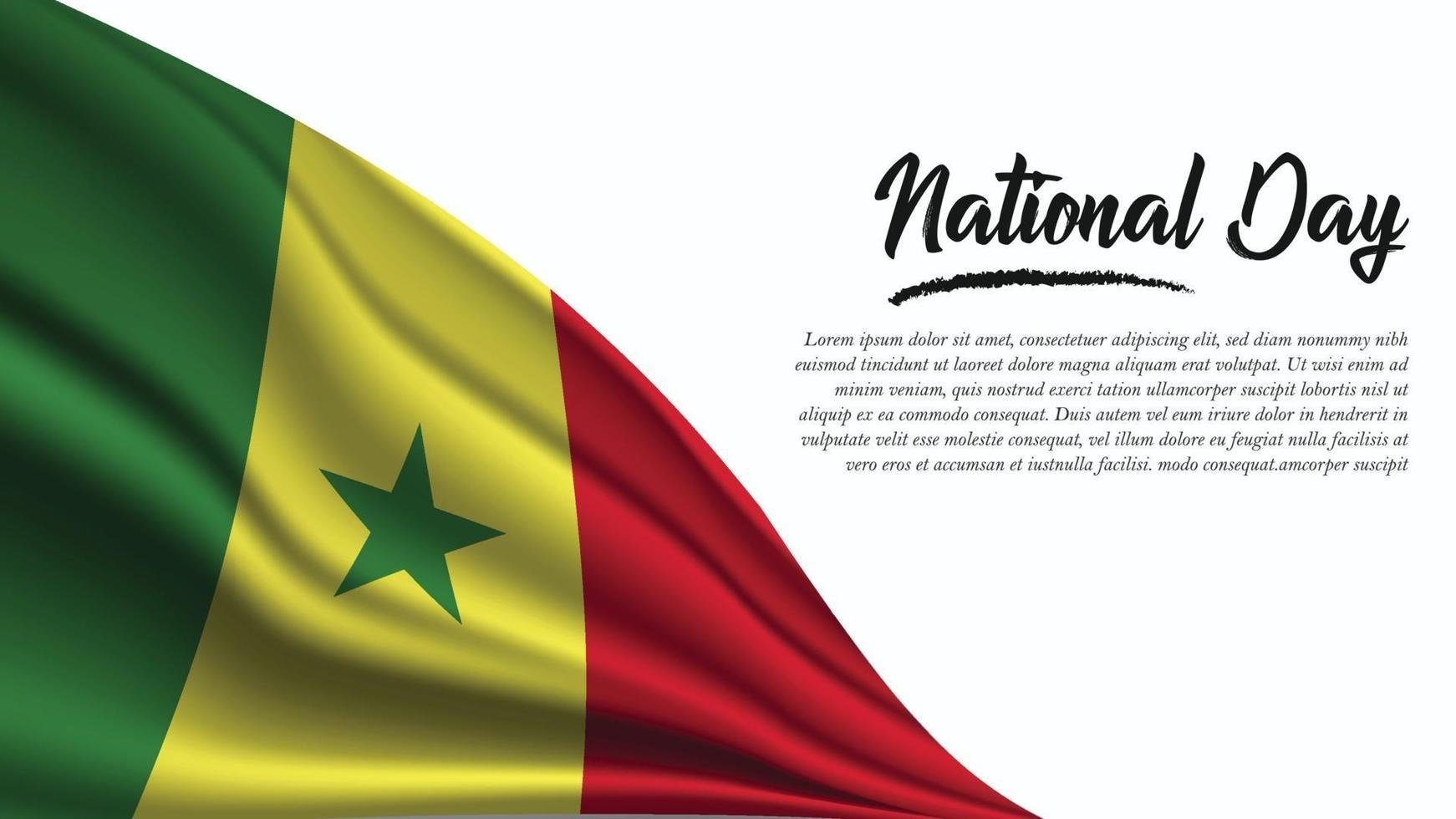 striscione per la festa nazionale con sfondo bandiera senegalese vettore