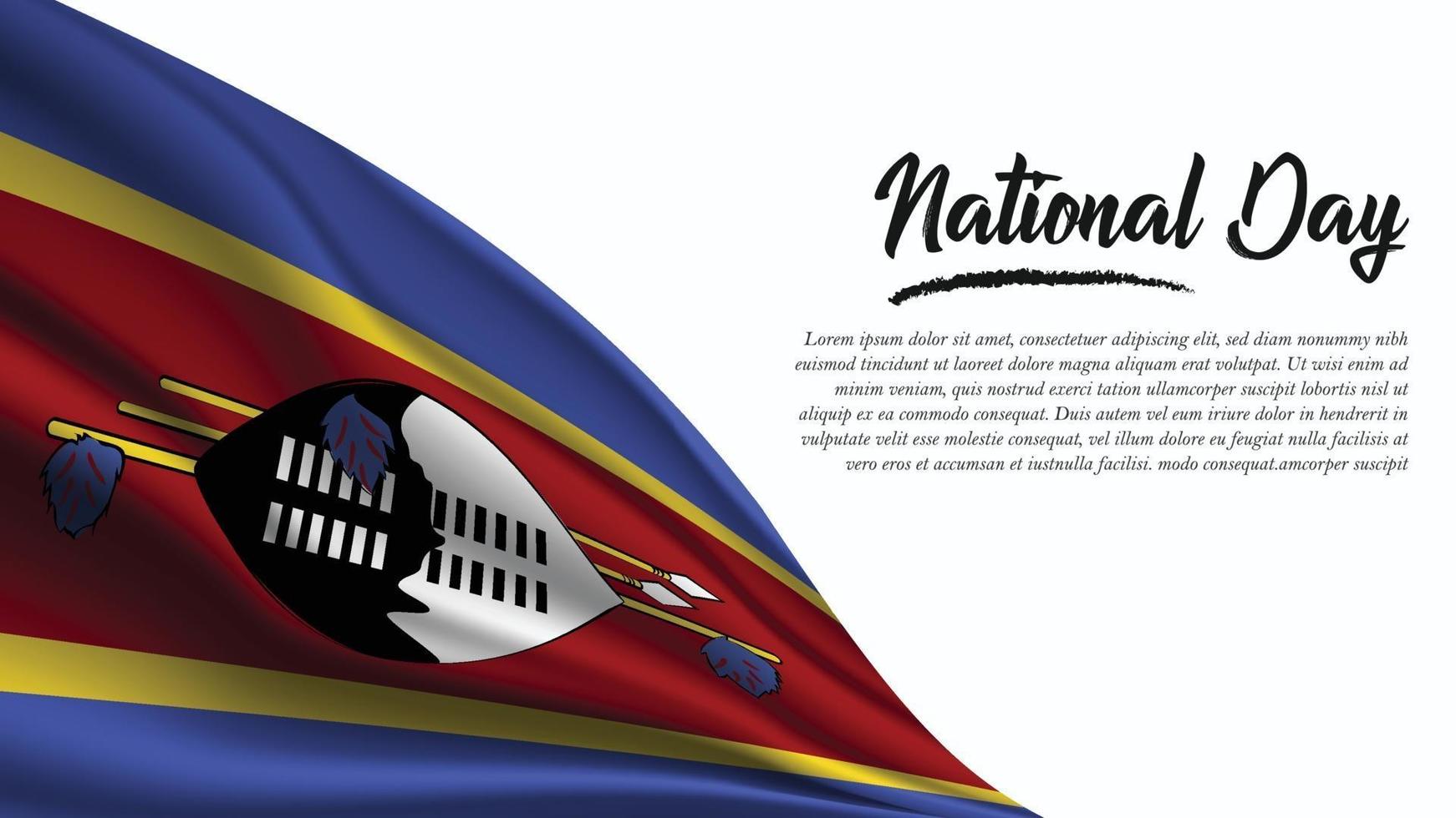 striscione per la festa nazionale con sfondo bandiera dello swaziland vettore