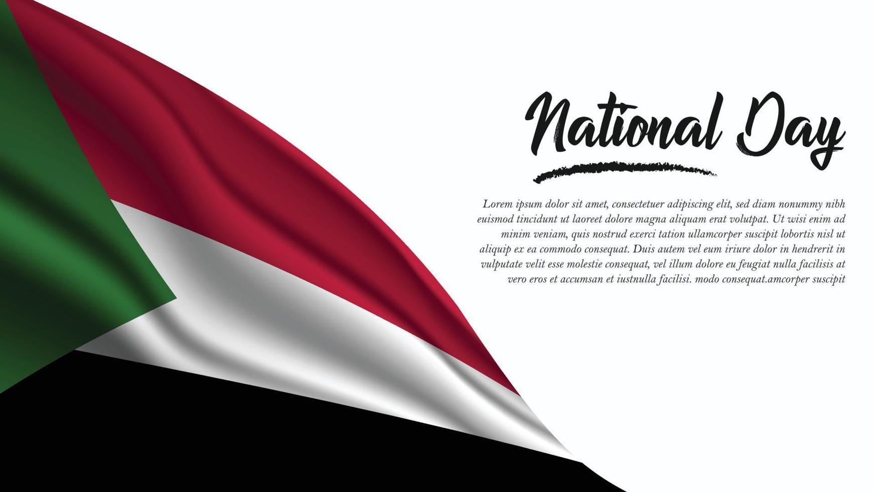 striscione per la festa nazionale con sfondo bandiera sudanese vettore