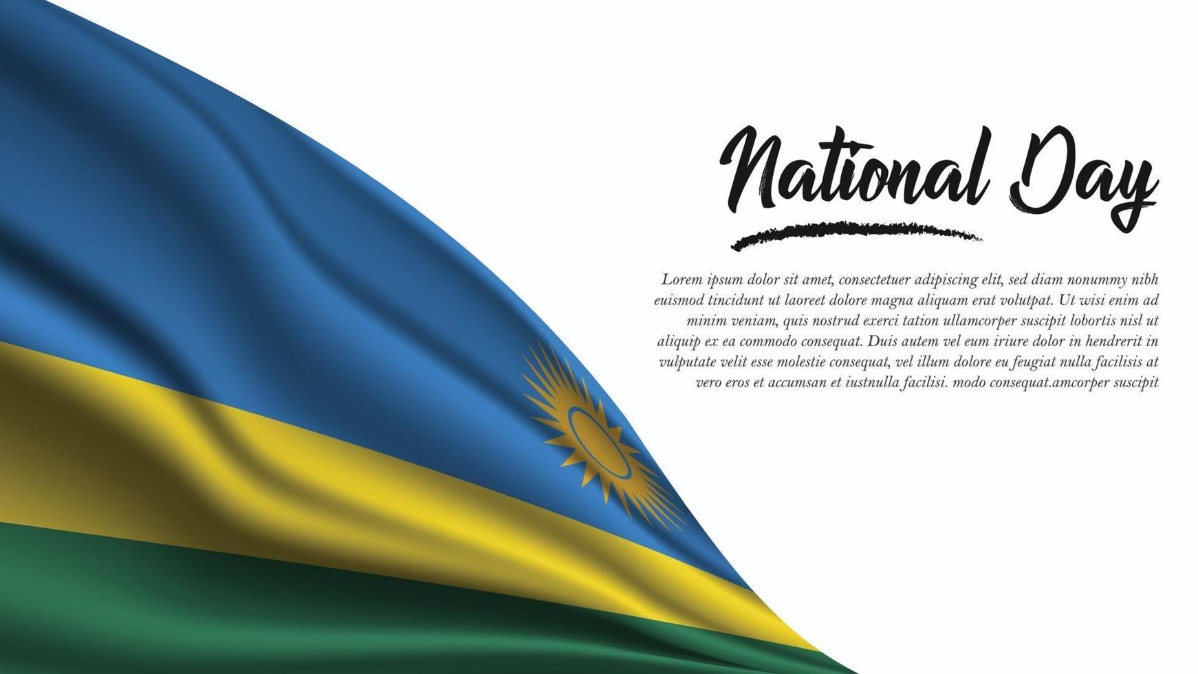 striscione per la festa nazionale con sfondo bandiera ruanda vettore