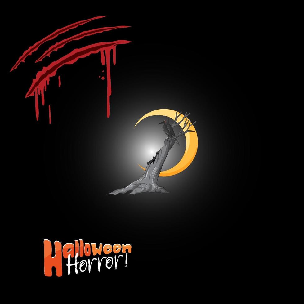 logo horror di halloween con sanguinosa scatch vettore