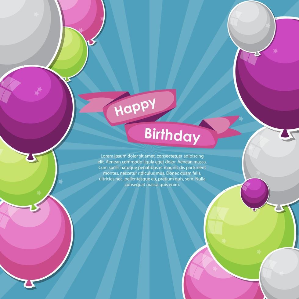 colore lucido buon compleanno palloncini banner sfondo vettore