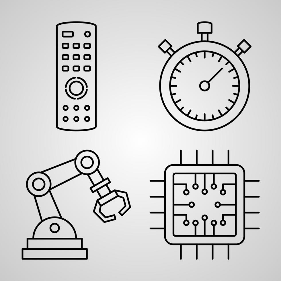 simbolo della tecnologia su sfondo bianco icone del contorno della tecnologia vettore