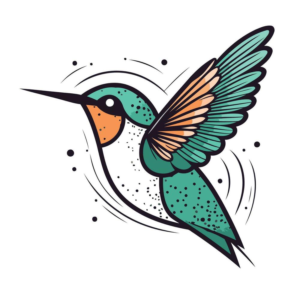 colibrì con Ali. vettore illustrazione nel scarabocchio stile.