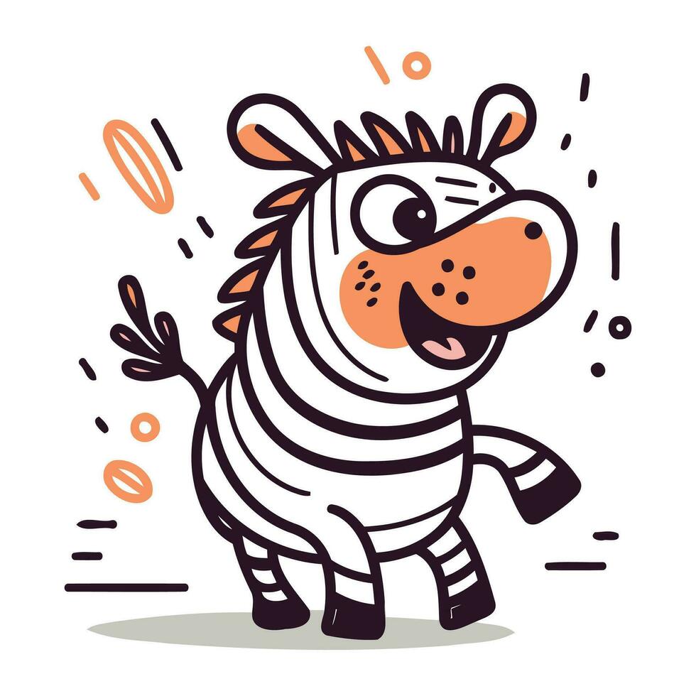 carino cartone animato zebra. vettore illustrazione nel scarabocchio stile.