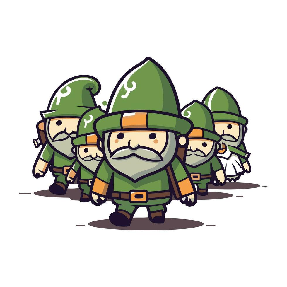 cartone animato fata personaggi indossare verde esercito costumi vettore