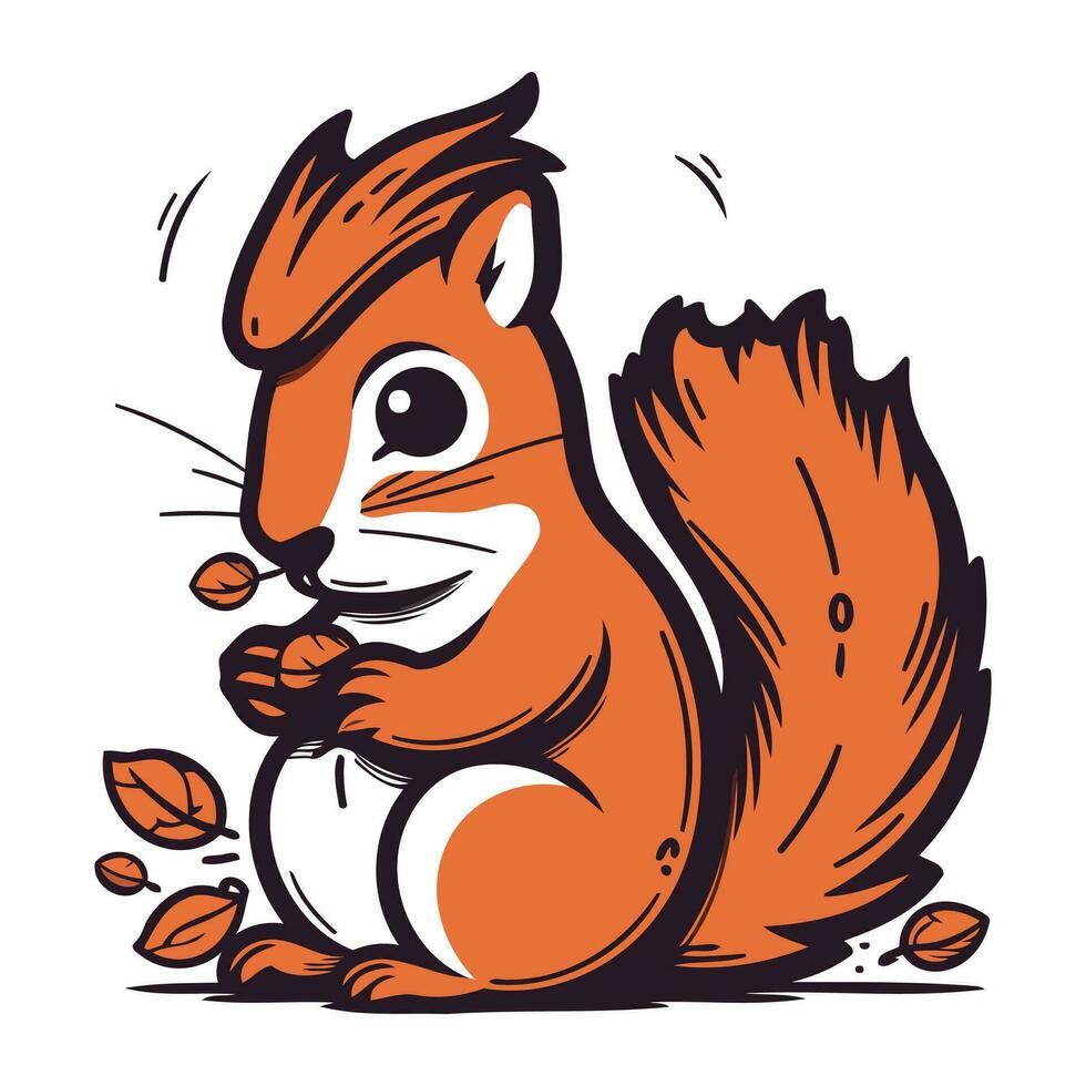 scoiattolo con noce. vettore illustrazione di un' scoiattolo nel cartone animato stile.