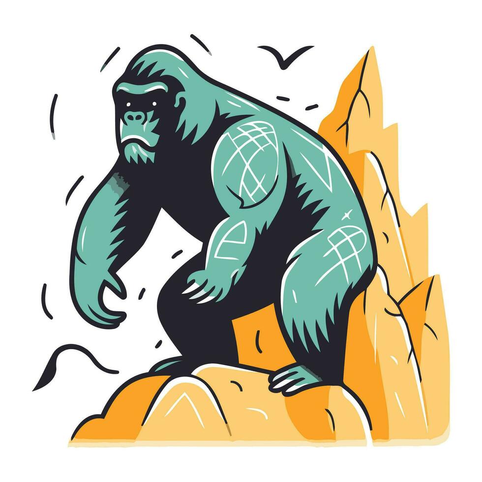gorilla nel il montagne. vettore illustrazione di un' gorilla.