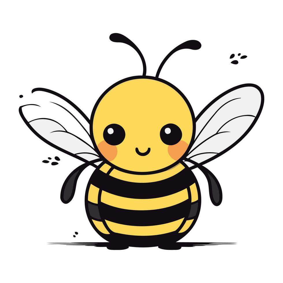carino cartone animato ape. vettore illustrazione. isolato su bianca sfondo.