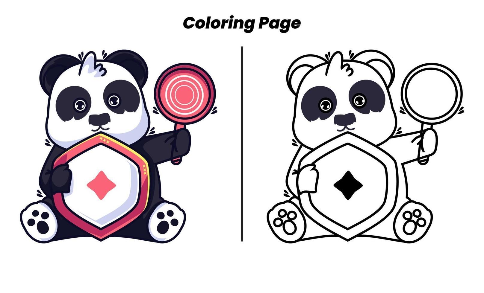 simpatico panda con pagine da colorare adatte ai bambini vettore