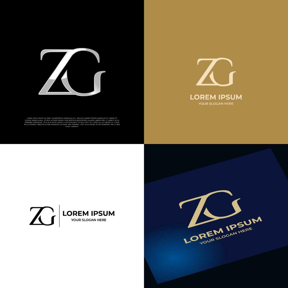logo iniziale zg lettering tipografia moderno vettore
