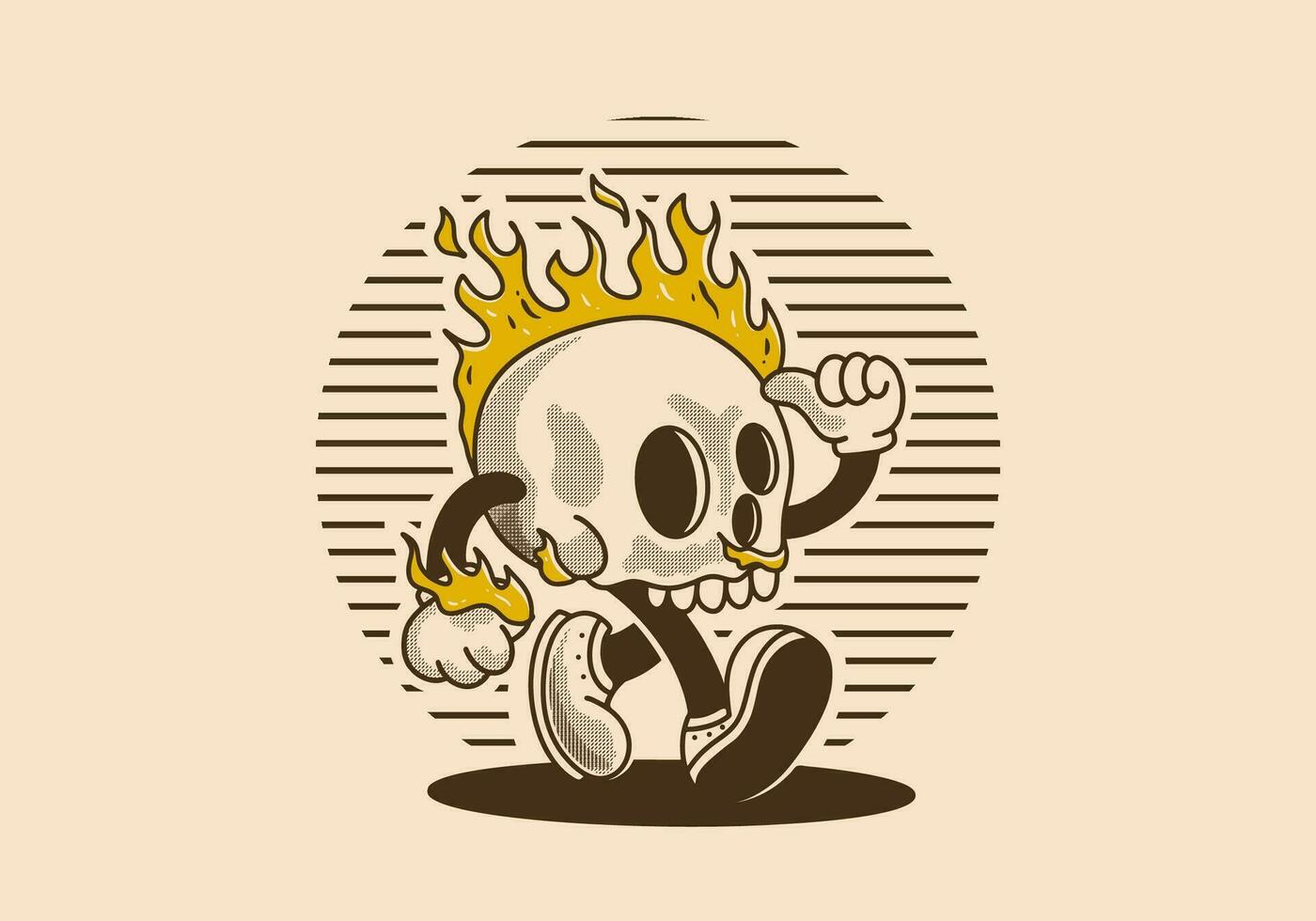 portafortuna personaggio illustrazione di ardente cranio vettore