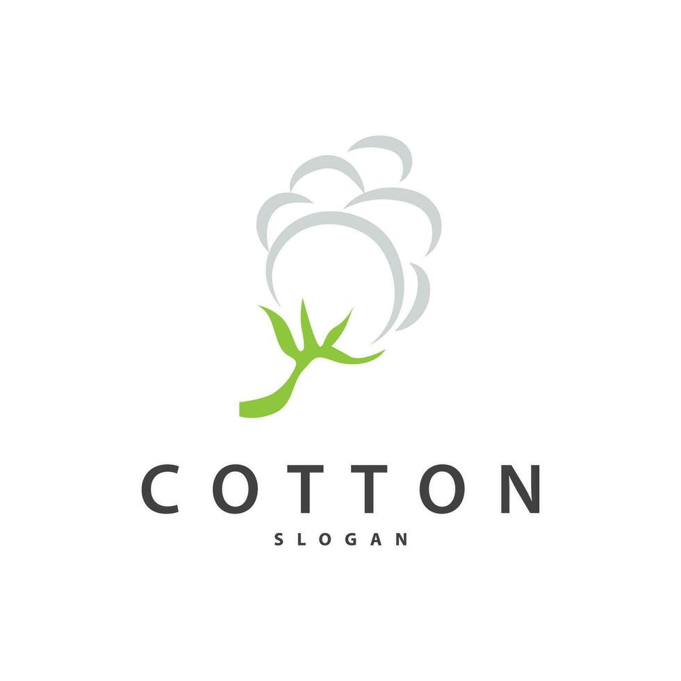 cotone logo, morbido e liscio cotone pianta design per attività commerciale Marche con semplice Linee e stelo vettore