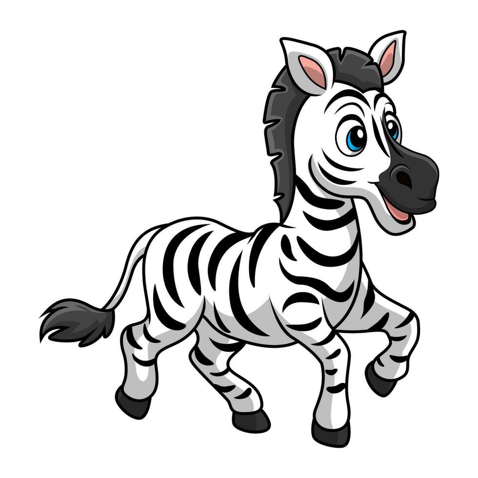 simpatico cartone animato zebra su sfondo bianco vettore