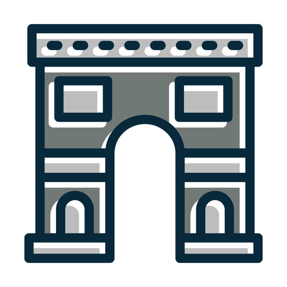 arco de triomphe vettore di spessore linea pieno buio colori