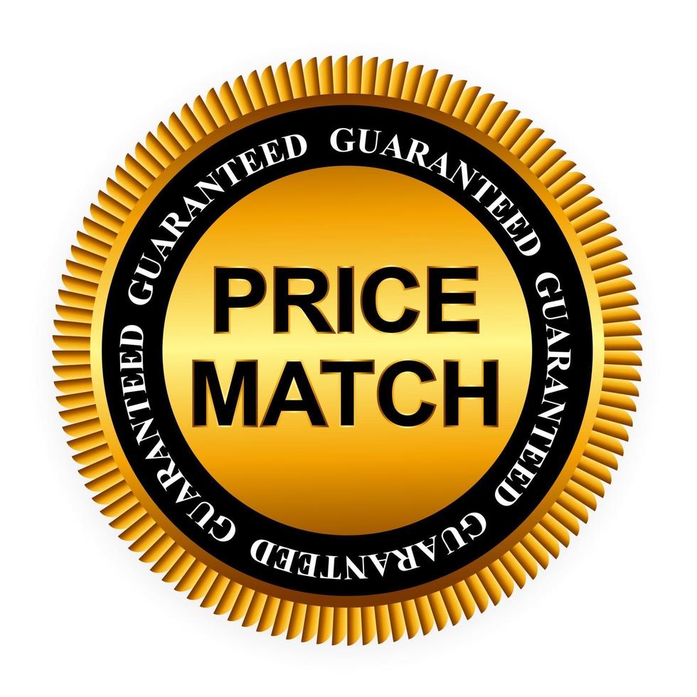 modello di segno di etichetta oro garanzia di corrispondenza dei prezzi vettore
