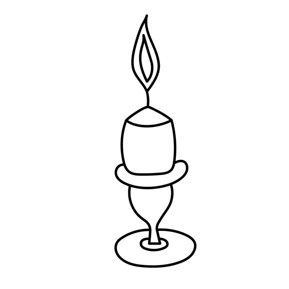 candela in un candeliere nello stile del doodle. vettore