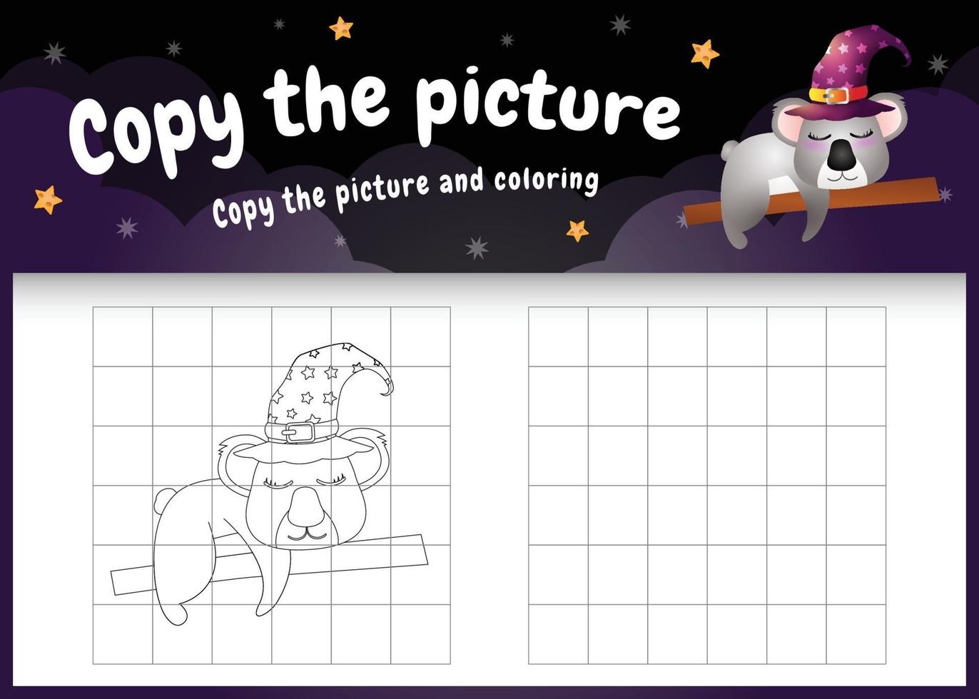 copia l'immagine del gioco per bambini e la pagina da colorare con un simpatico koala vettore