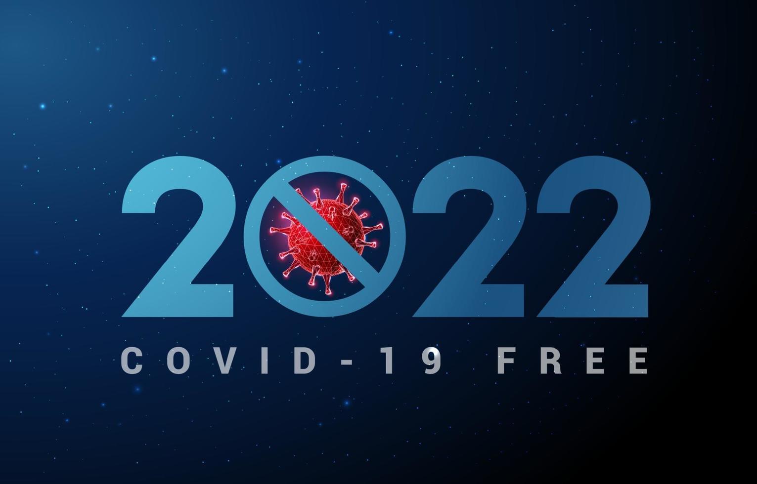 biglietto di auguri astratto felice anno nuovo 2022 con coronavirus vettore