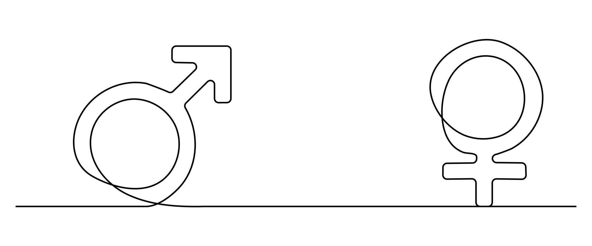 icona di disegno a linea continua simbolo maschile e femminile vettore