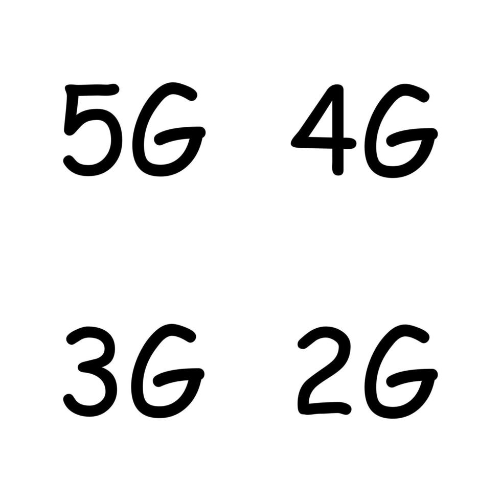 Set di simboli vettoriali 5g, 4g, 3g, 2g isolato su sfondo